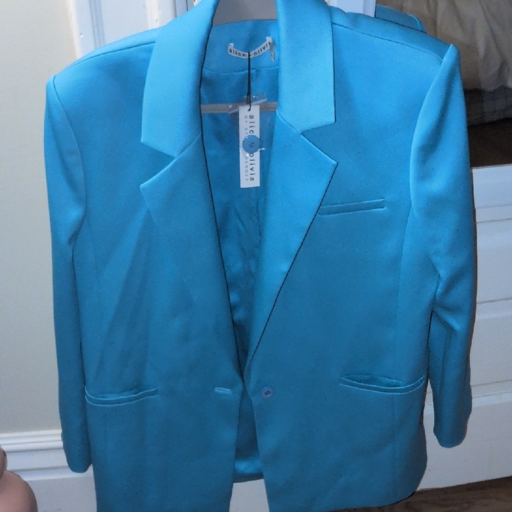 NWT Alice + Olivia Blue Blazer Sz 8 Color Ocean Floor - Picture 11 of 12